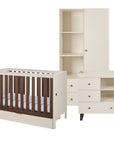 A 3-piece nursery furniture set including a cot bed, changing table and wardrobe, shown on a solid white background.