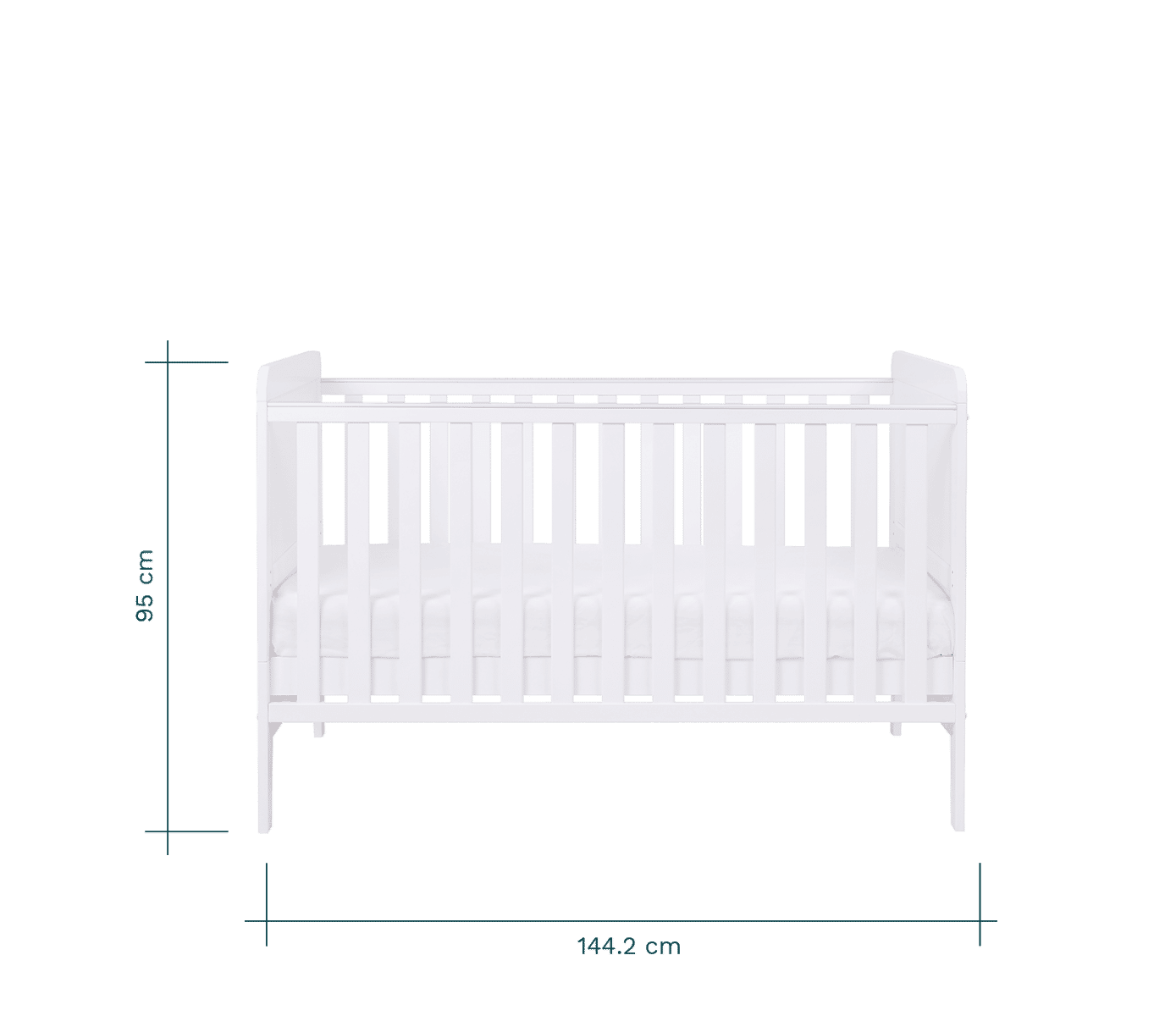 Dimensions view of our Rio cot bed