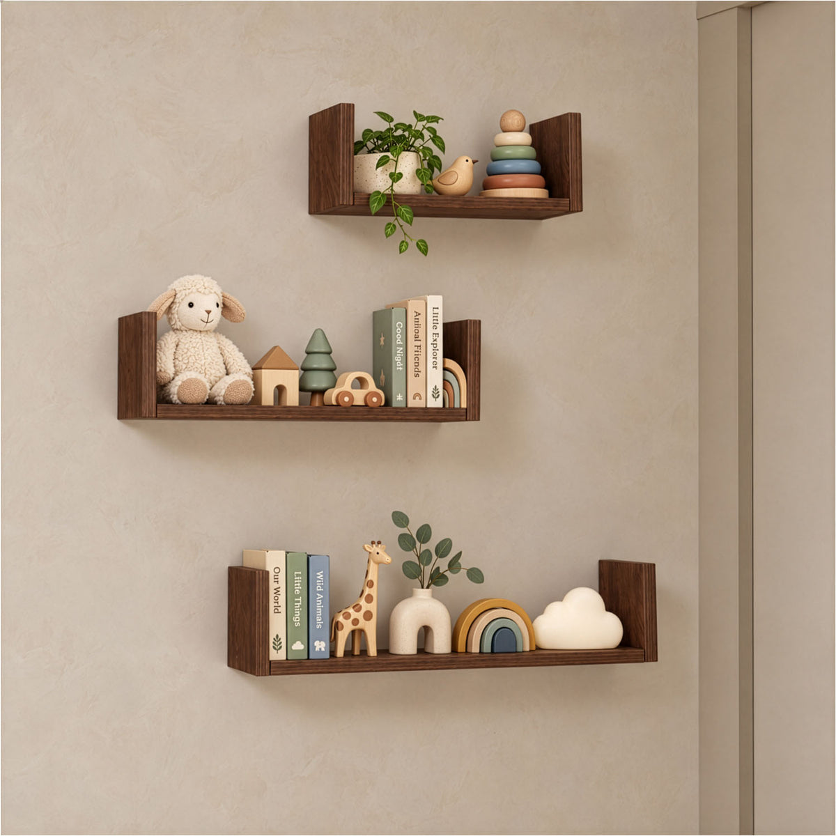Origin Set of Three U-Shaped Wall Shelves