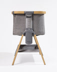 CoZee bedside crib oak and charcoal fully extended view