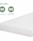 Sprung nursery mattress with size guide showing compatibility for cot beds and cots in 60x120cm and 70x140cm sizes.