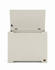 Open Origin toy box in cashmere designed with soft-close hinge for safe and smooth lid operation.