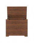 Open Origin toy box in cashmere designed with soft-close hinge for safe and smooth lid operation.