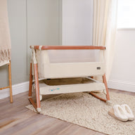 CoZee Air Bedside Crib - Scandinavian Walnut & Ecru