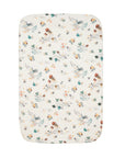 Full view of Our Planet bedside crib fitted sheet featuring ocean-inspired design with turtles, starfish, and sea plants on soft cotton