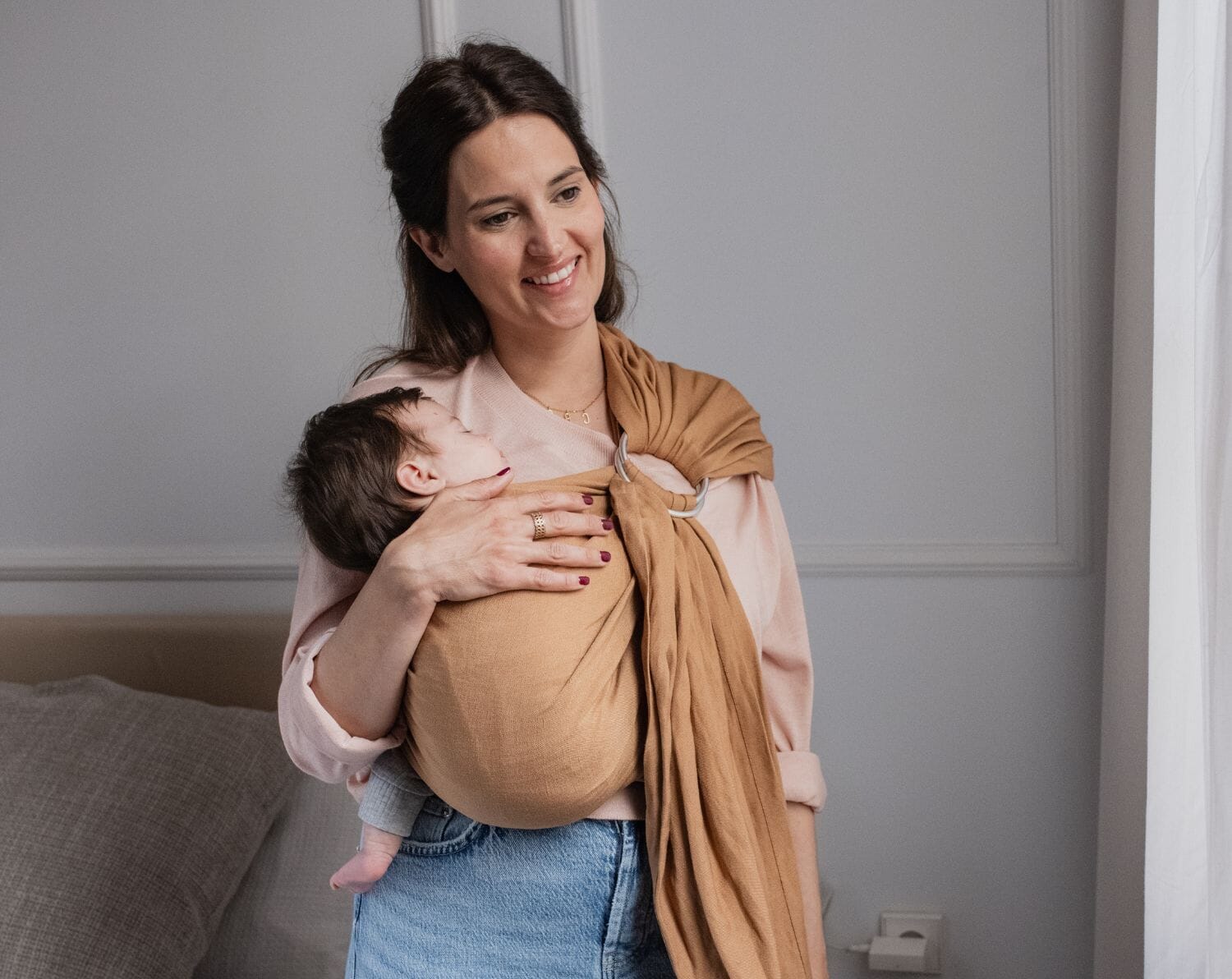 Boba Ring Sling Baby Carrier Pampas Beige Tutti Bambini