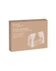 A box of the Casa Grande Floor Bed Curtains Accessory Pack by Tutti Bambini. The box is predominantly beige with an illustration of the accessory on the front.