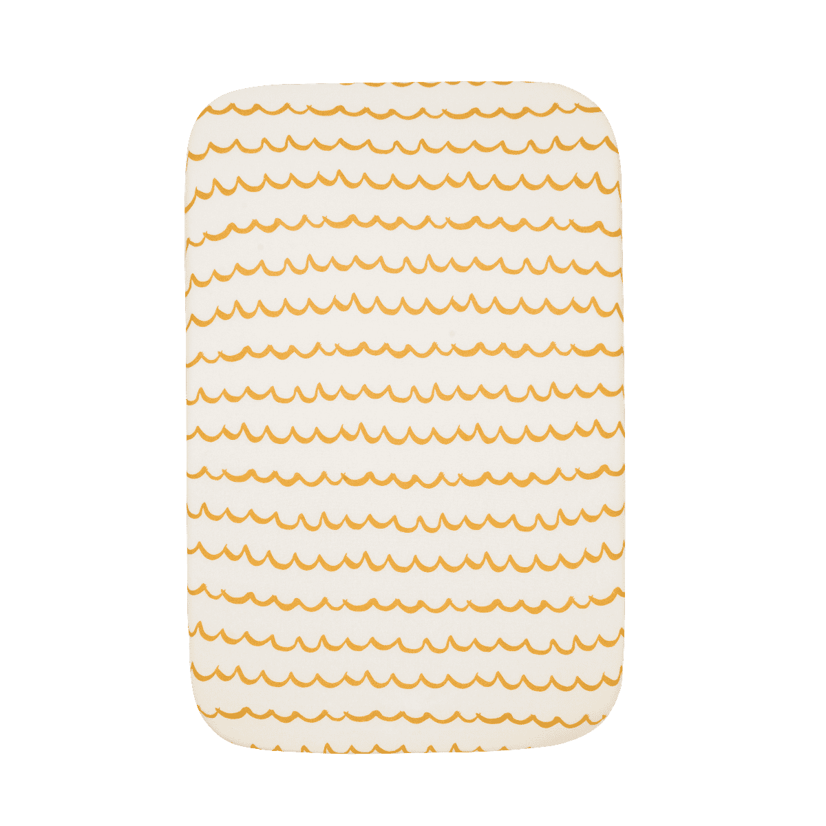 fitted sheet from the our planet bedside crib bundle featuring wavey orange stripes and white