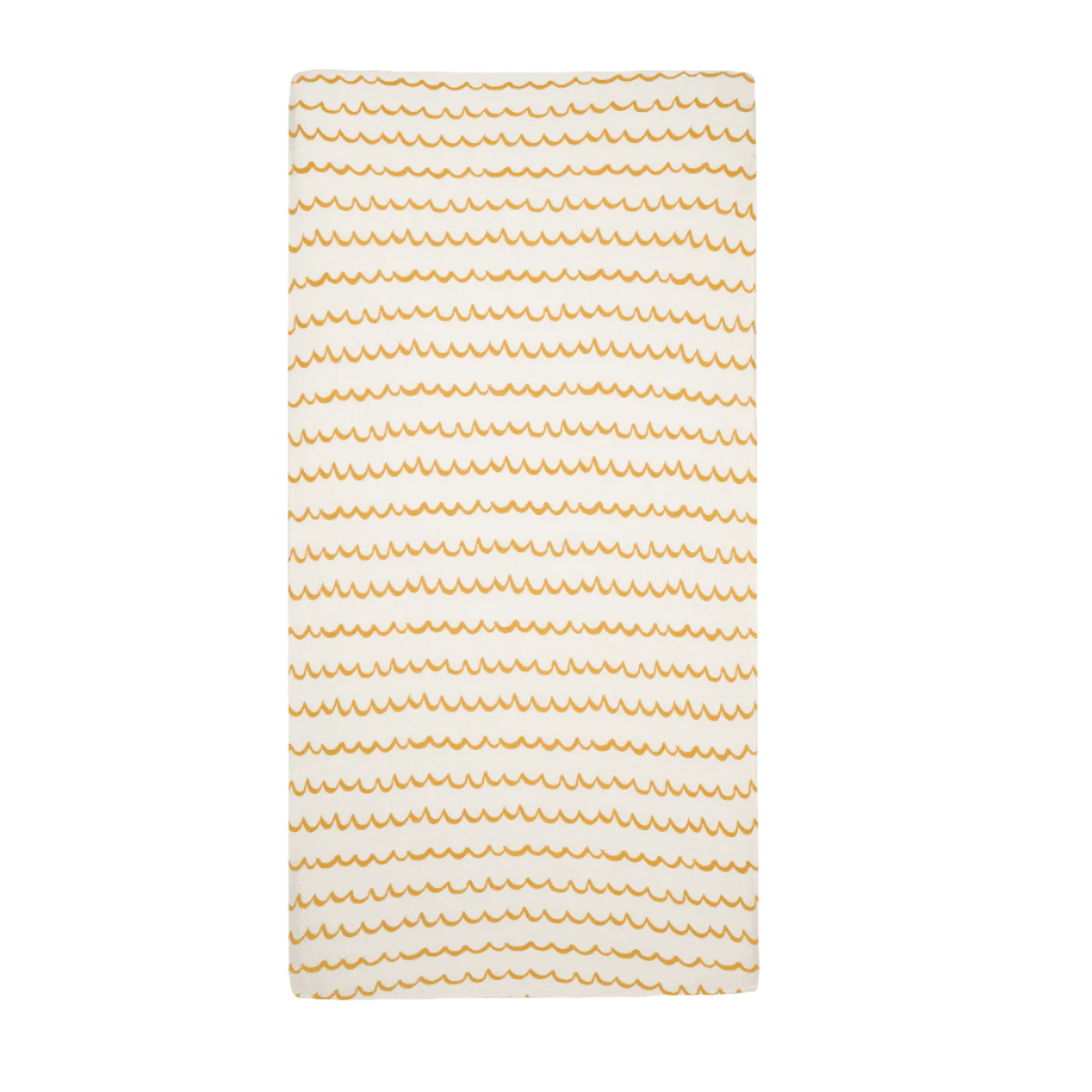 Cot bed fitted sheet in Our Planet orange wave stripe design, made from breathable organic cotton with snug, secure fit