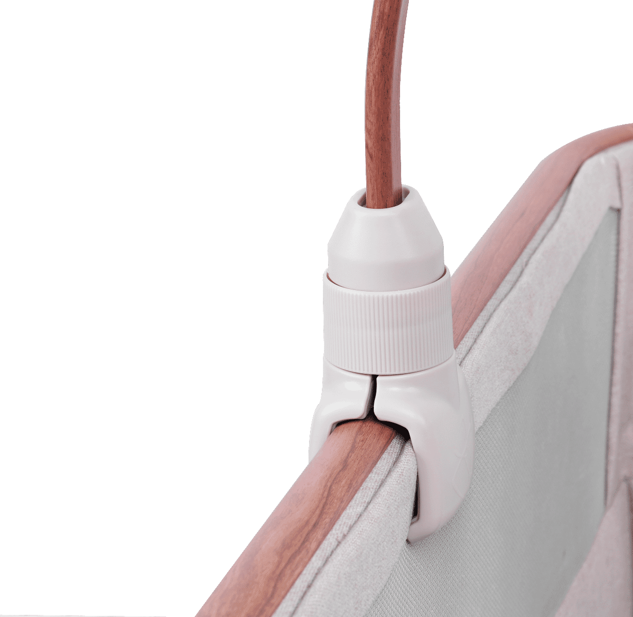 CoZee 2 in 1 Crib &amp; Cot Mobile in Scandinavian Walnut &amp; Cocoon - focus on the locking mechanism functionality