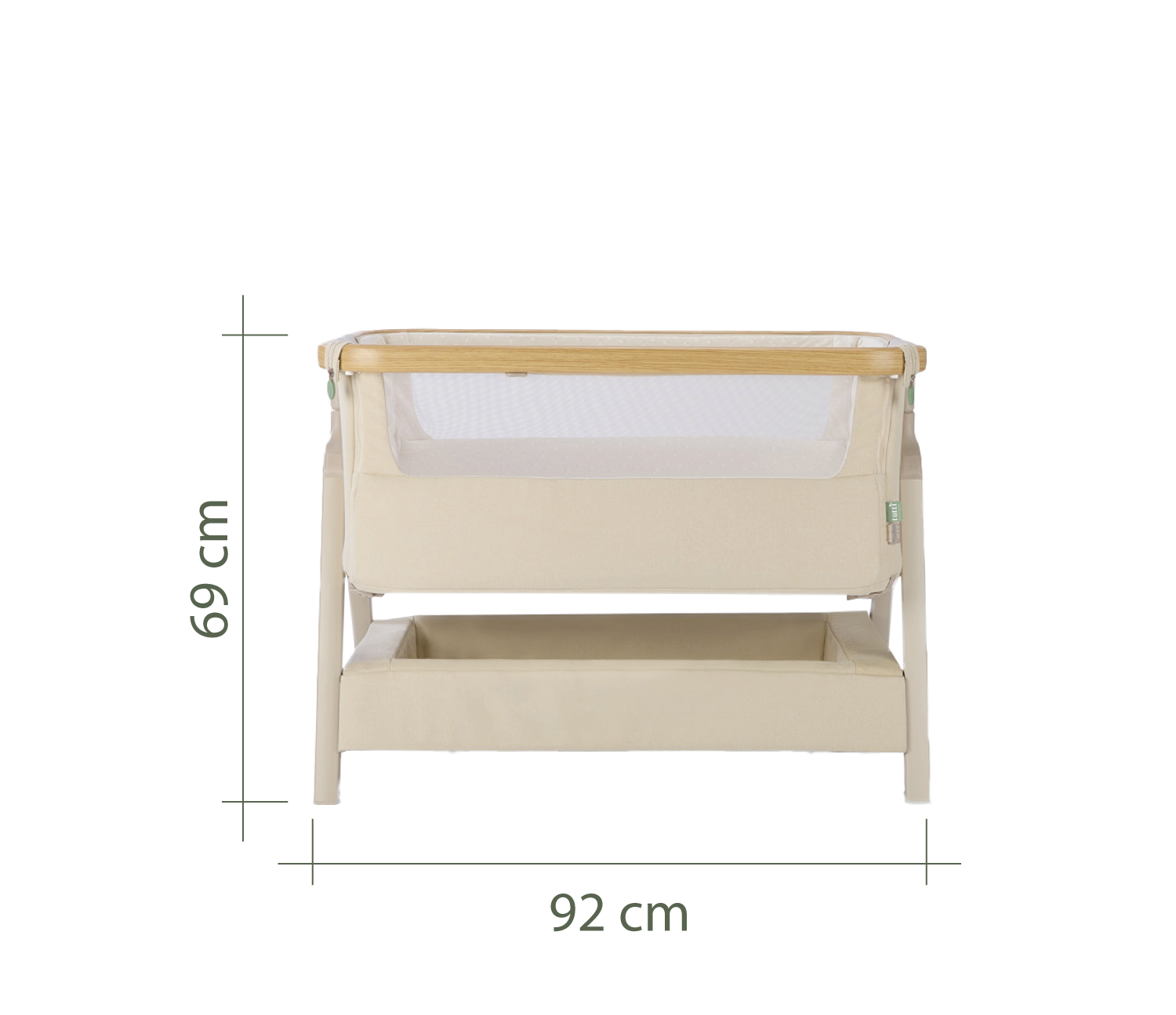 cozee air 2 bedside crib front dimensions