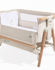 CoZee Air in Scandinavian Walnut and Ecru – cutout showing drop-side panel for safe co-sleeping access
