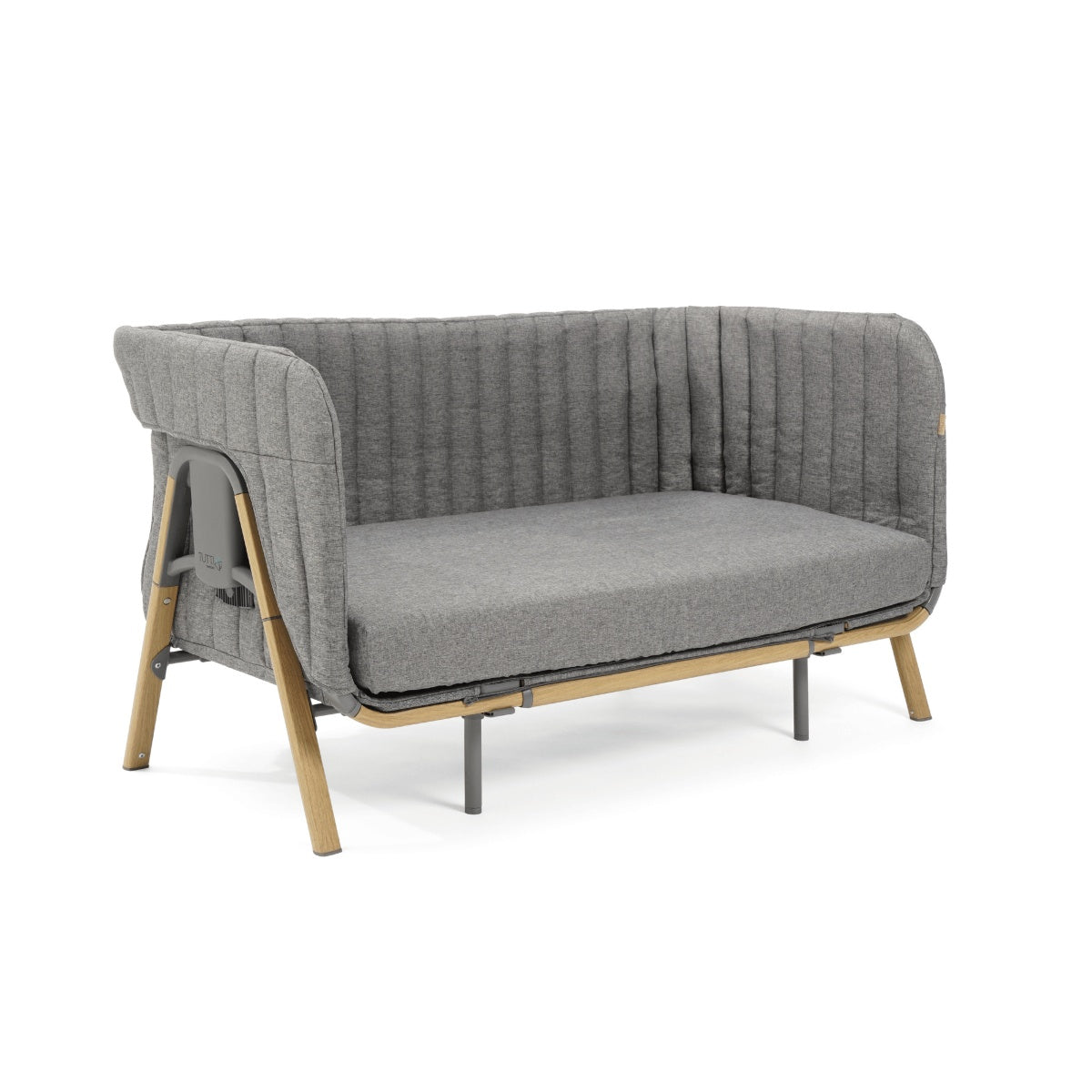 CoZee XL in Oak and Charcoal as a Sofa, designed for extended use beyond toddler years.