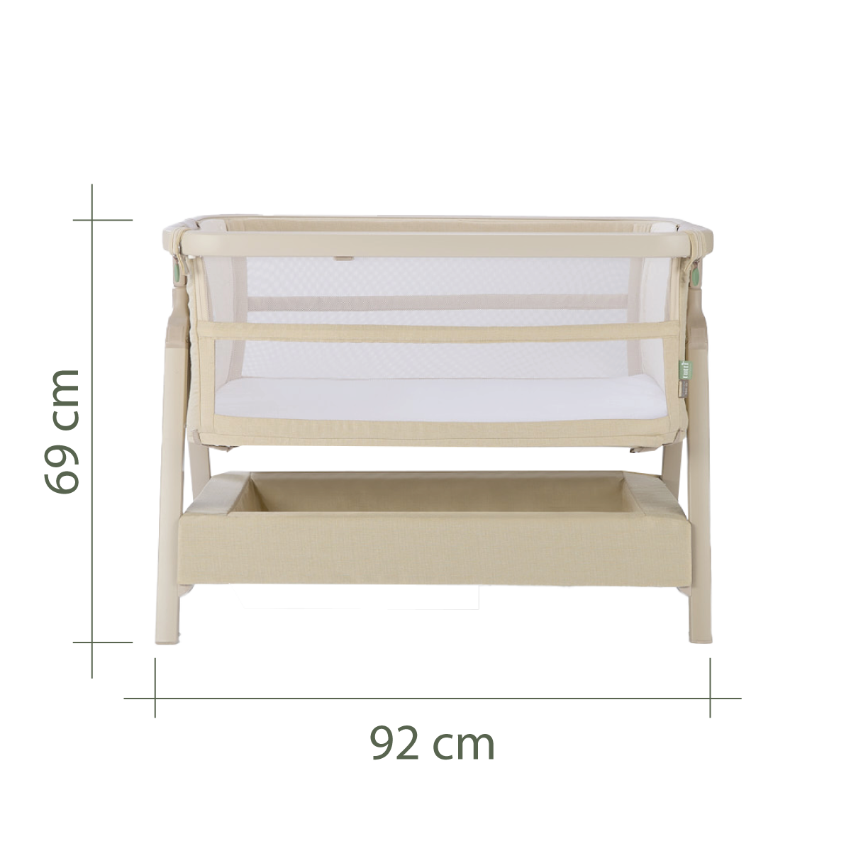 cozee zen bedside crib front dimensions