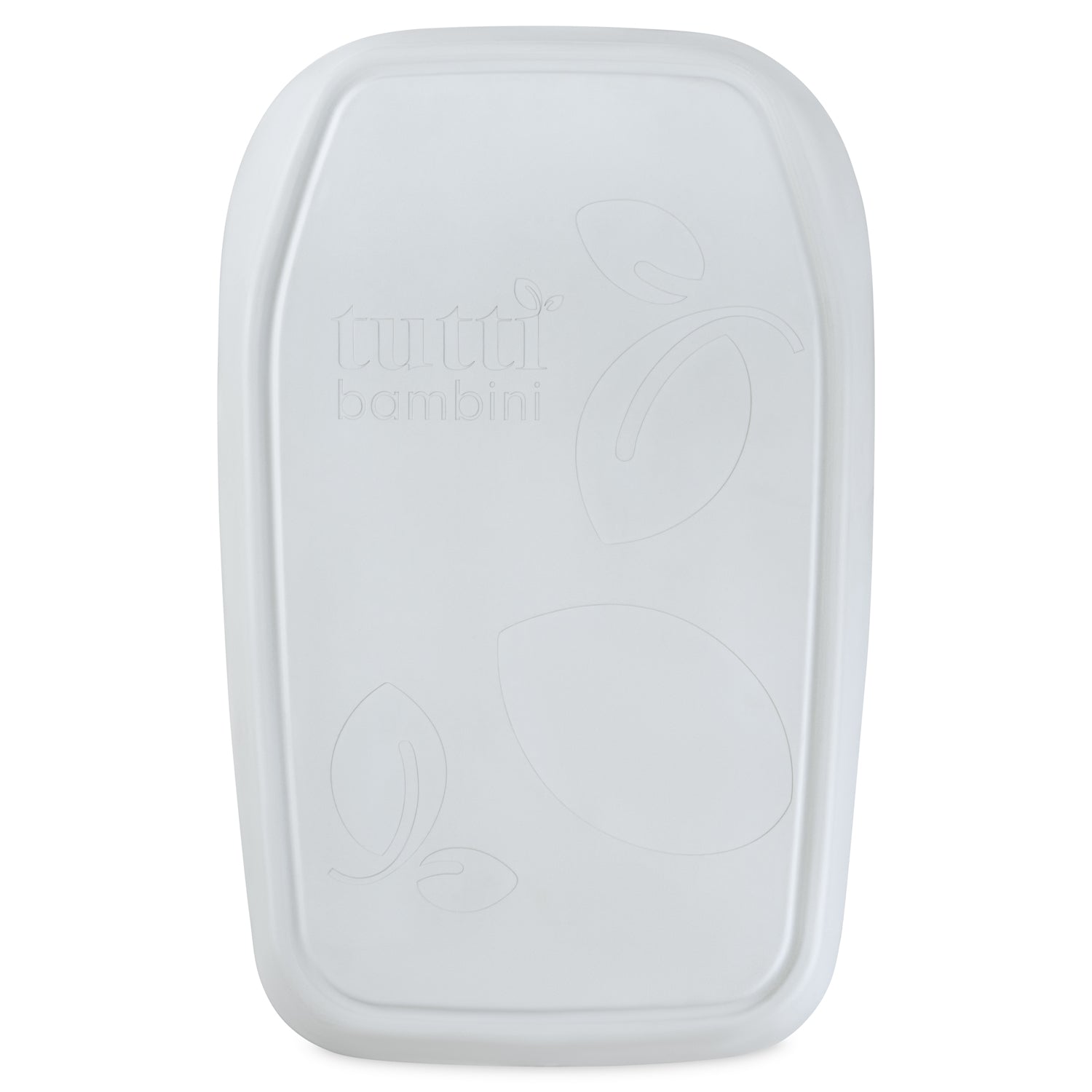 Back view of the Cushi mini baby changing mat in cloud, showing the subtle Tutti Bambini branding and gently contoured design.