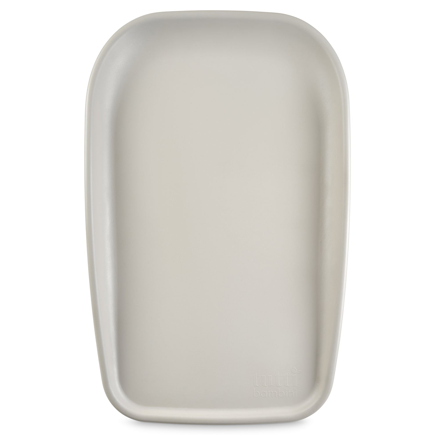 Front view of the Cushi Mini Baby Changing Mat in mushroom, showing softly contoured edges and a smooth, wipe-clean surface.