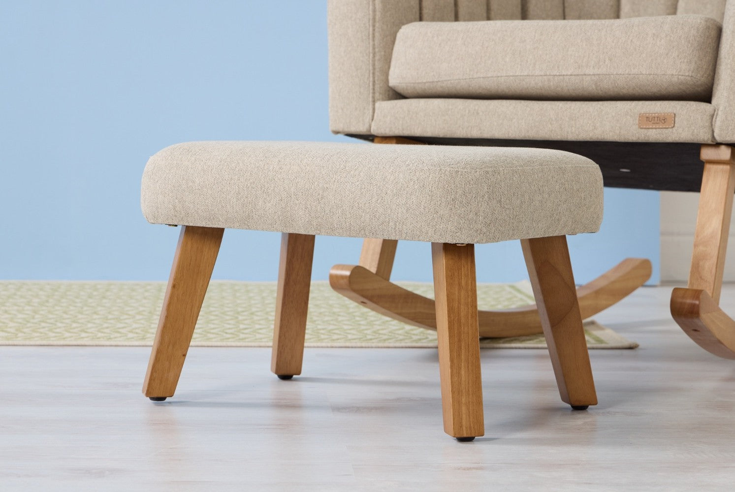 danica rocking chair and footstool close up in a lifestyle setting