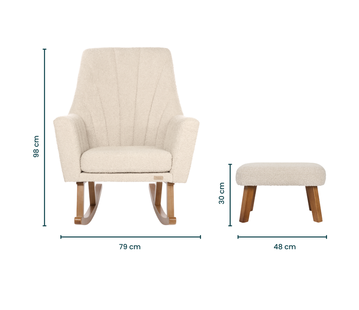 Tutti Bambi Jonah Luxe Rocking Chair & Foot Stool - Boucle Mushroom ...