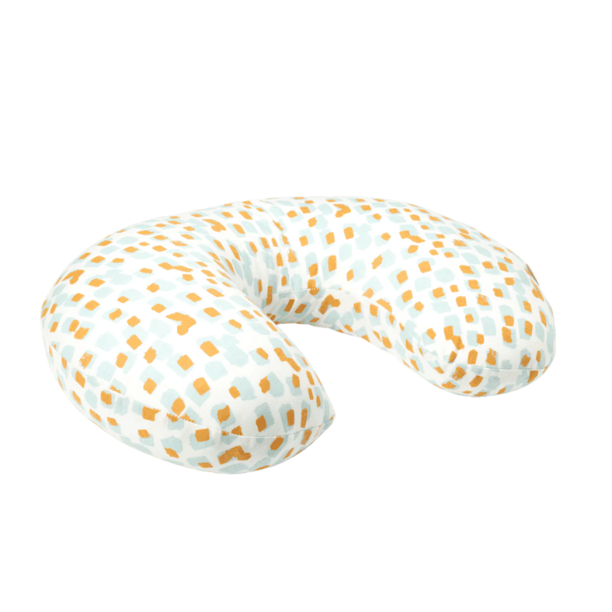 Cutout view of the Run Wild feeding pillow, designed with a supportive curved shape and gentle patterned fabric for comfortable feeding moments