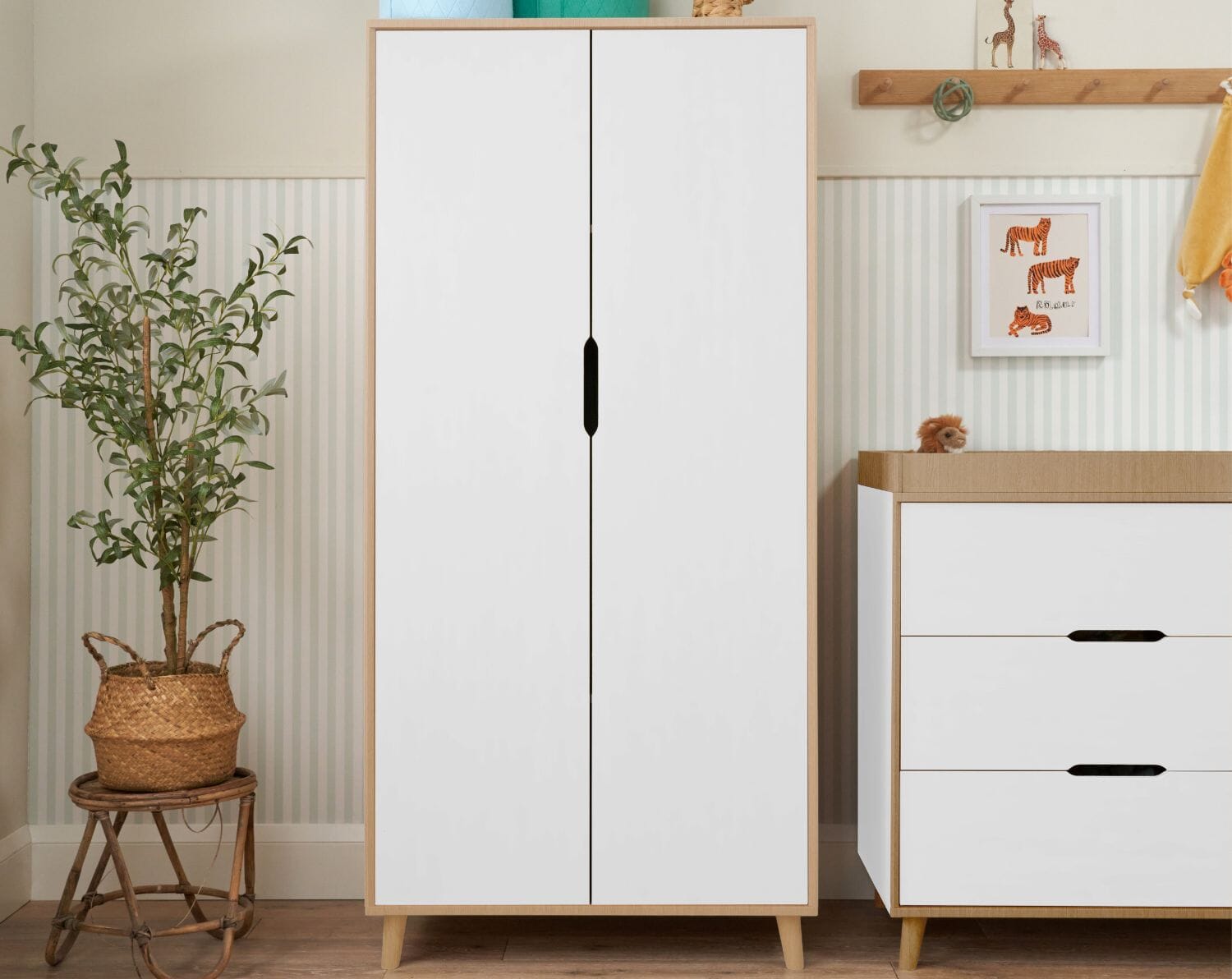 Fika Wardrobe White/Light Oak | Tutti Bambini