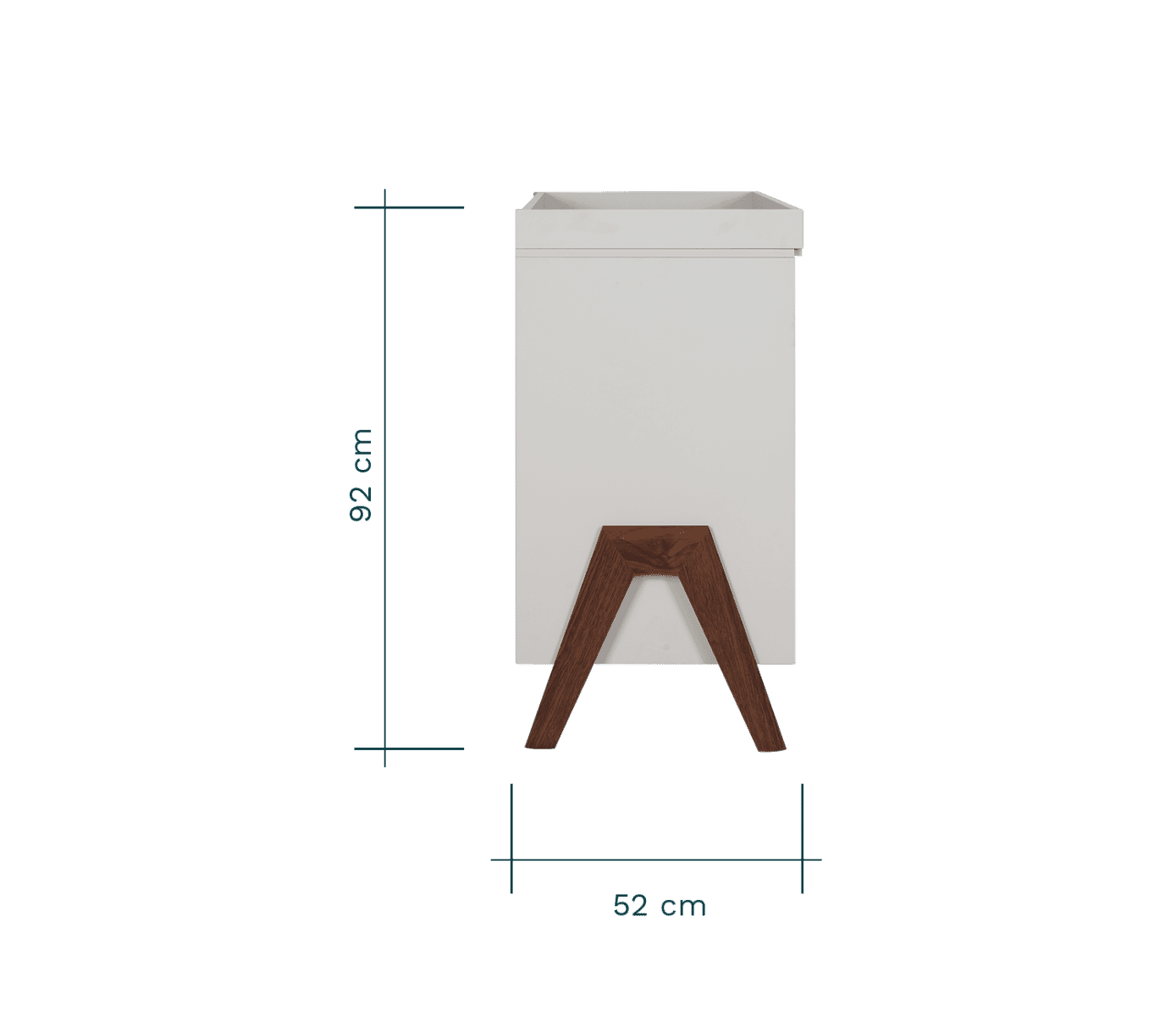 side dimensions of the fuori chest changer white sand and warm walnut