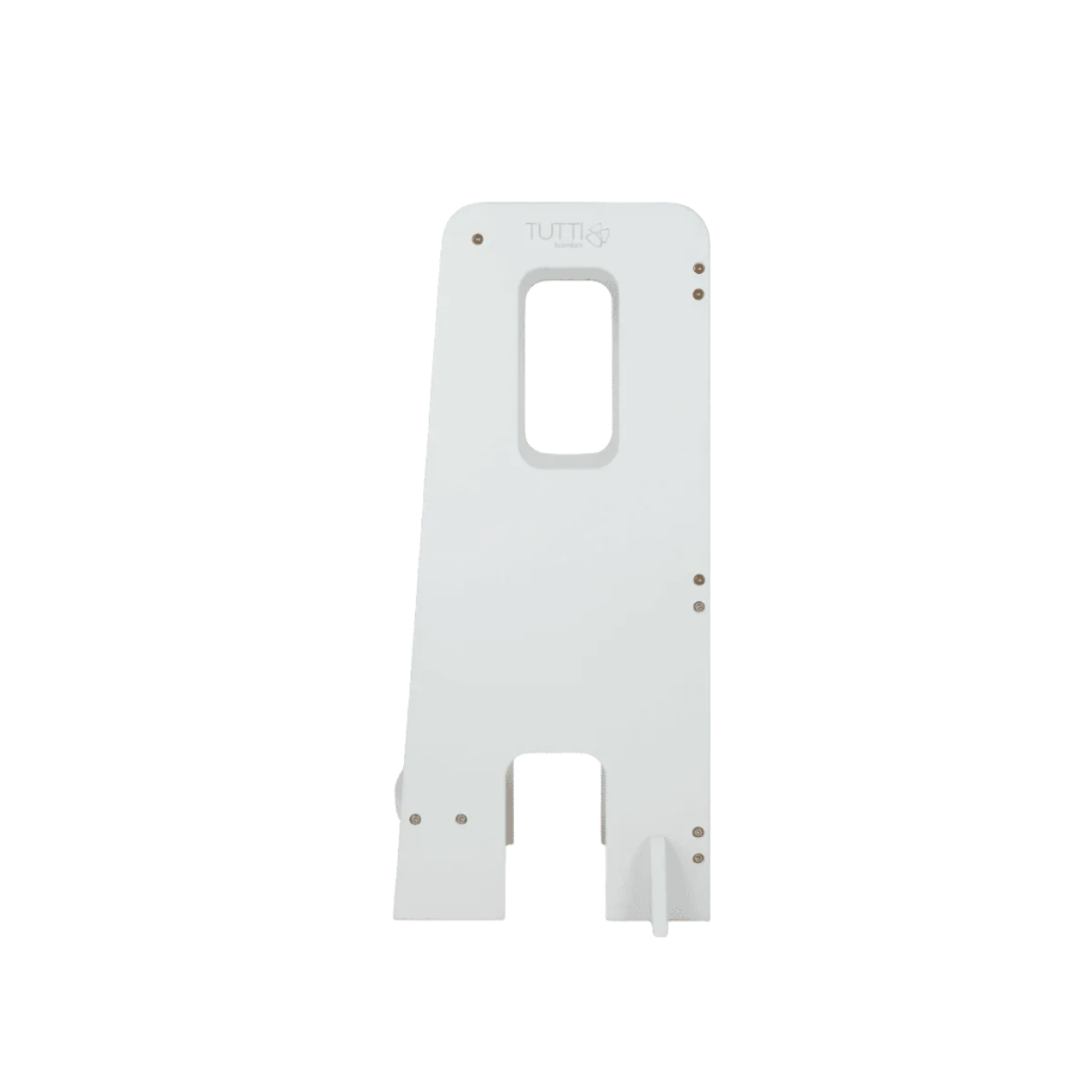 Side view of the Helping Hands Montessori Toddler Learning Tower in sea mist, highlighting solid wooden frame and cutout handles