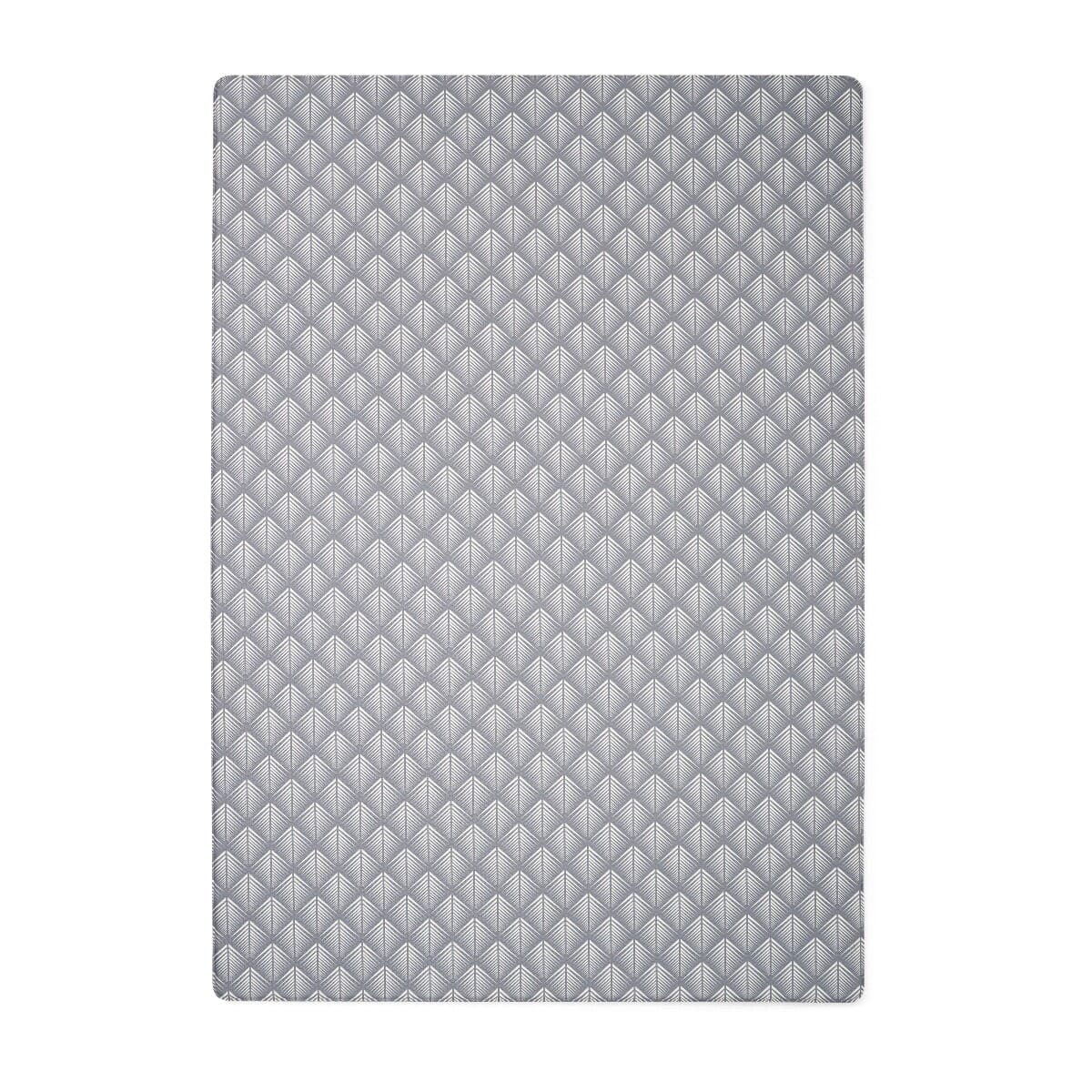 Front cutout view of the Luxury Padded XL Play Mat in fan grey, highlighting its supportive padded design and modern geometric texture