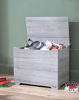 Modena Toy Box Grey Ash displaying a large internal space perfect for storing toys, books, games, and playroom essentials