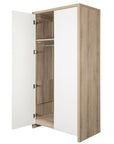 Modena wardrobe in white and oak  featuring a hanging rail and shelf for organized storage of children's clothing and accessories