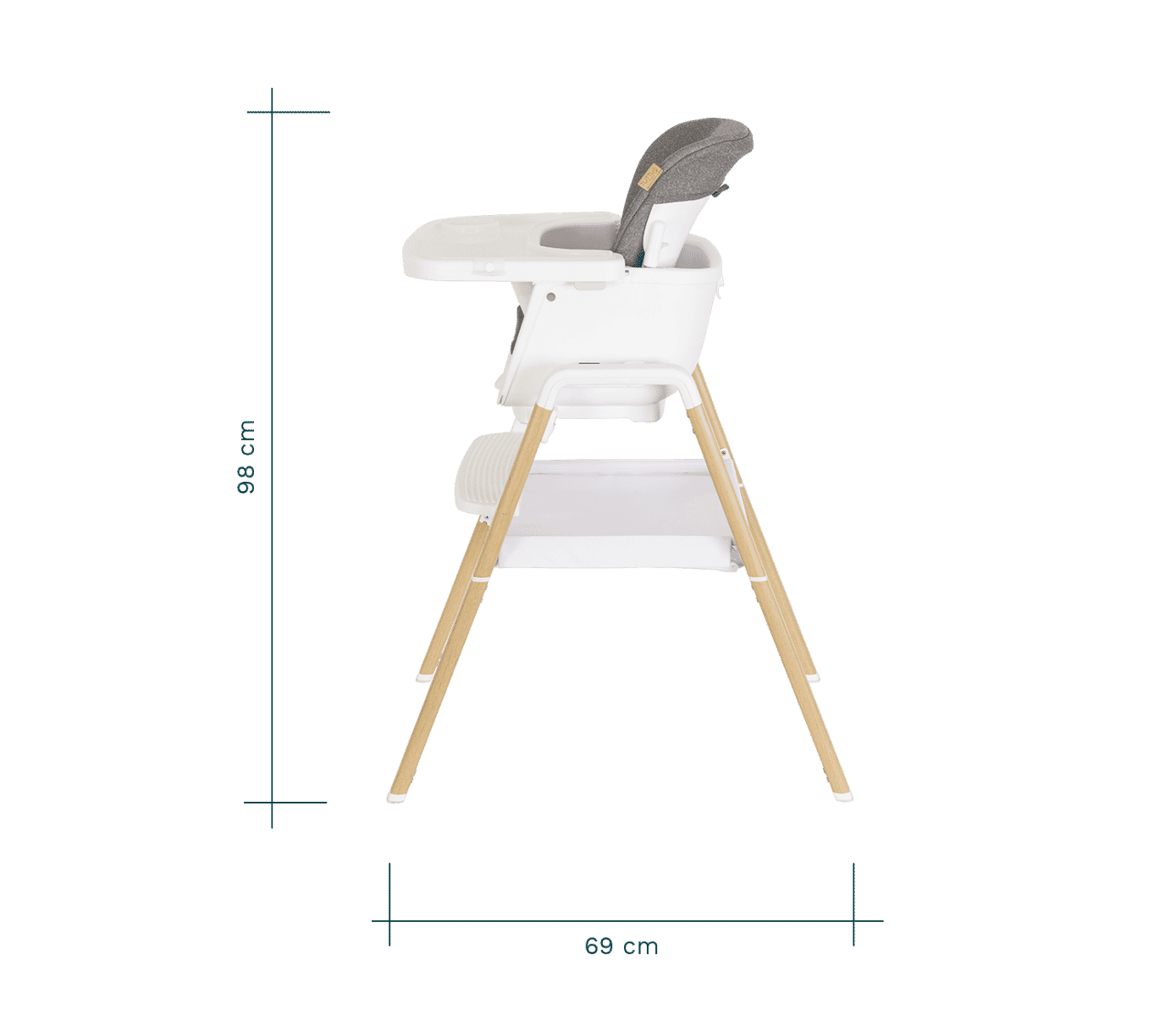 nova evolutionary highchair dimensions side view