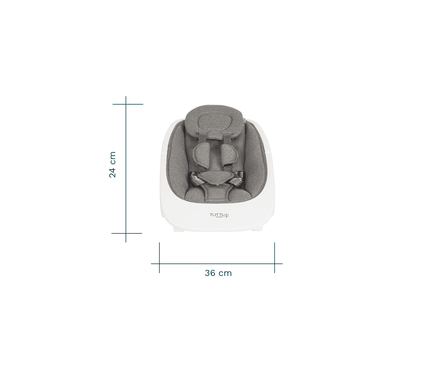 front view of the nova rocker showing dimensions