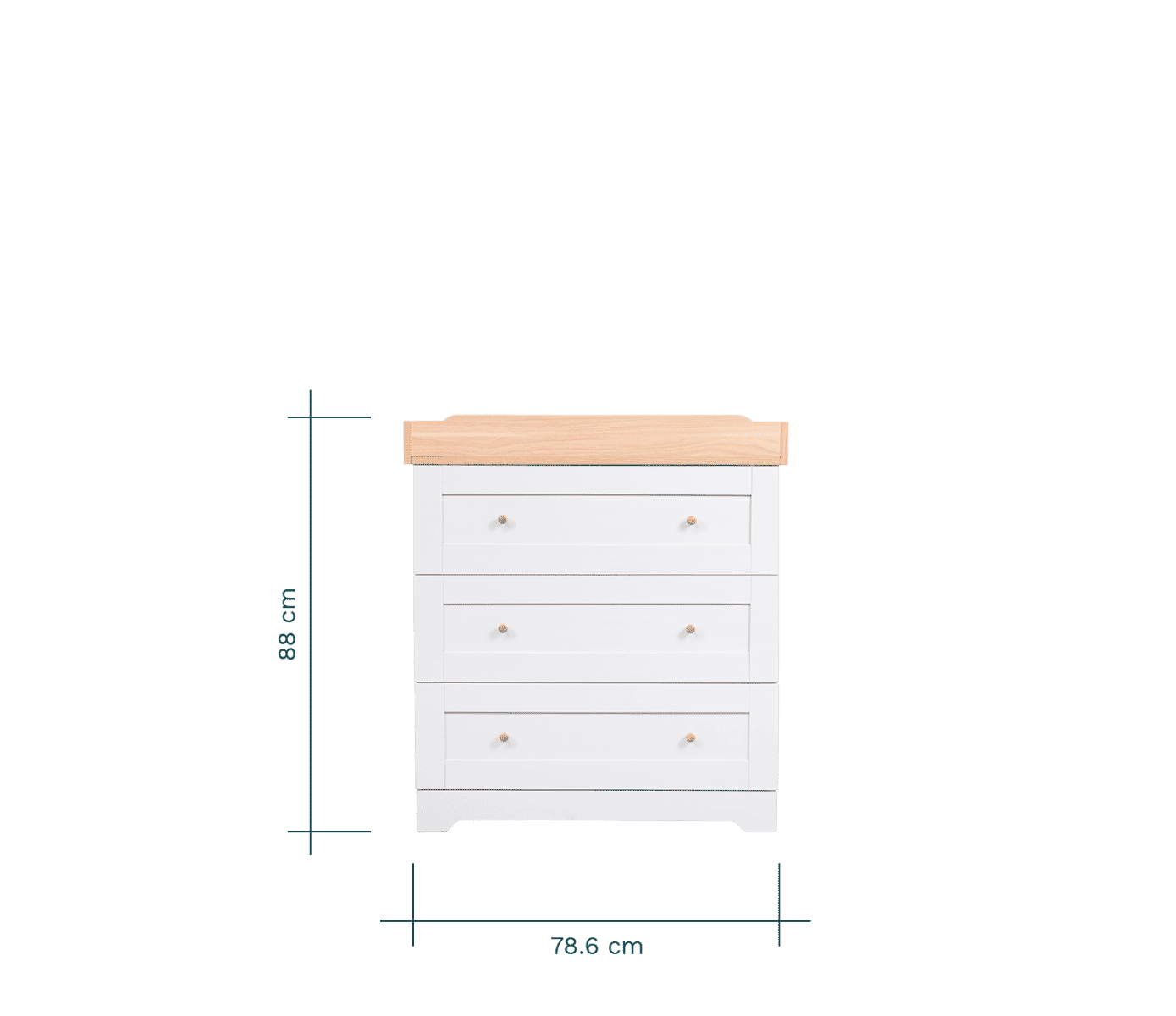 rio chest changer in dove grey honey oak dimensions view