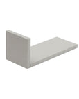 Close-up view of Rio small L-shaped wall shelf in dove grey, designed for compact storage of toys or books in a modern nursery.