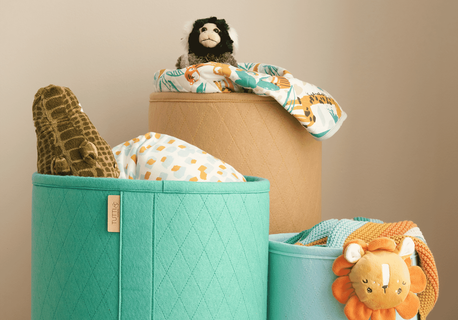 toys packed into storage baskets from the run wild decor bundle showing spaciousness and practicality