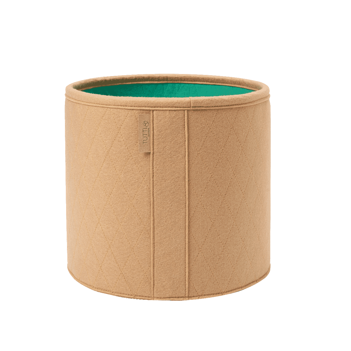 Tan Run Wild felt storage basket with quilted texture, designed for organising toys and essentials with a warm, natural look