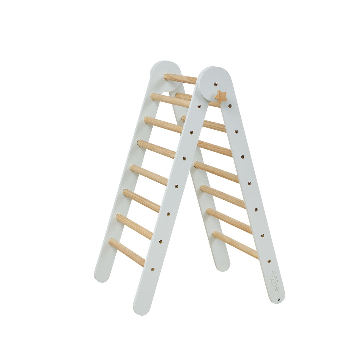 Cutout view of the Scala Montessori  foldable triangle ladder design for versatile toddler play