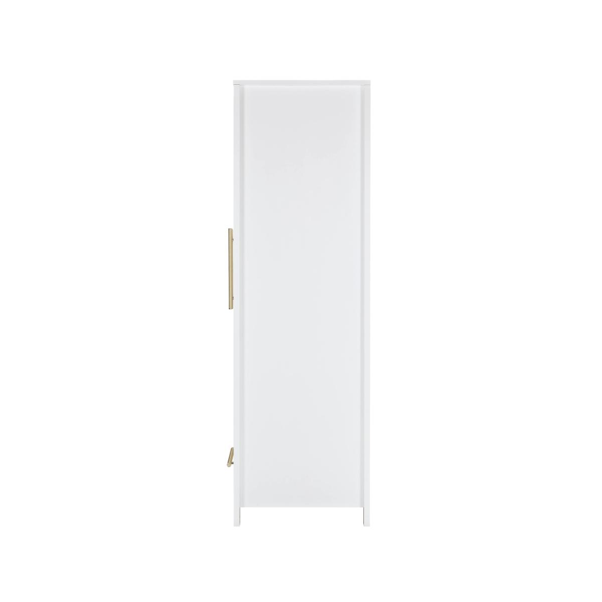Side profile of the Tivoli wardrobe in white, highlighting its clean lines, sturdy frame and timeless nursery-ready design