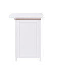 Side view of the Verona chest changer in white and oak with three large drawers and a detachable changing top for versatile nursery storage and baby care